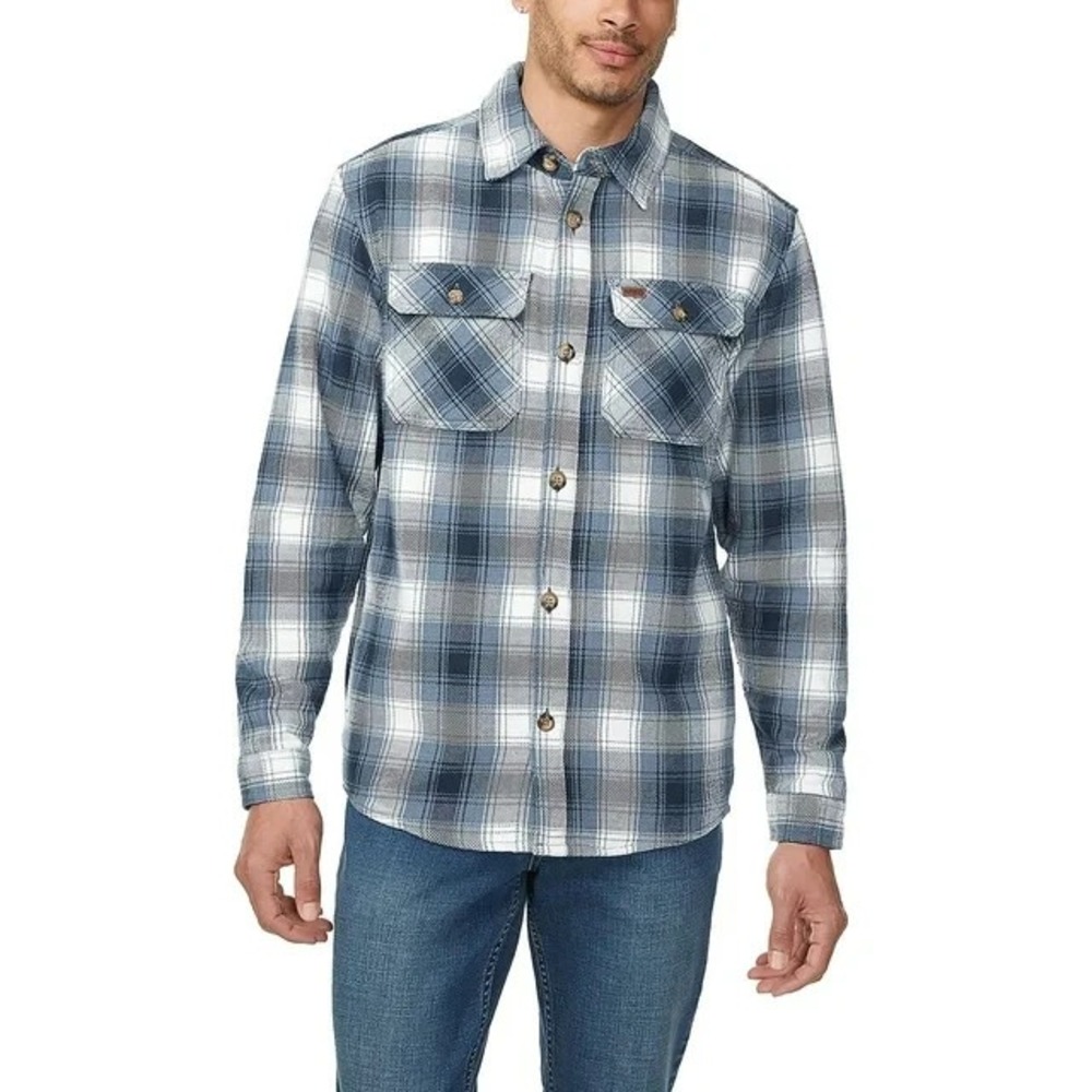 Buffalo David Bitton Men Blue Plaid Flannel Shirt Jacket Small NWT